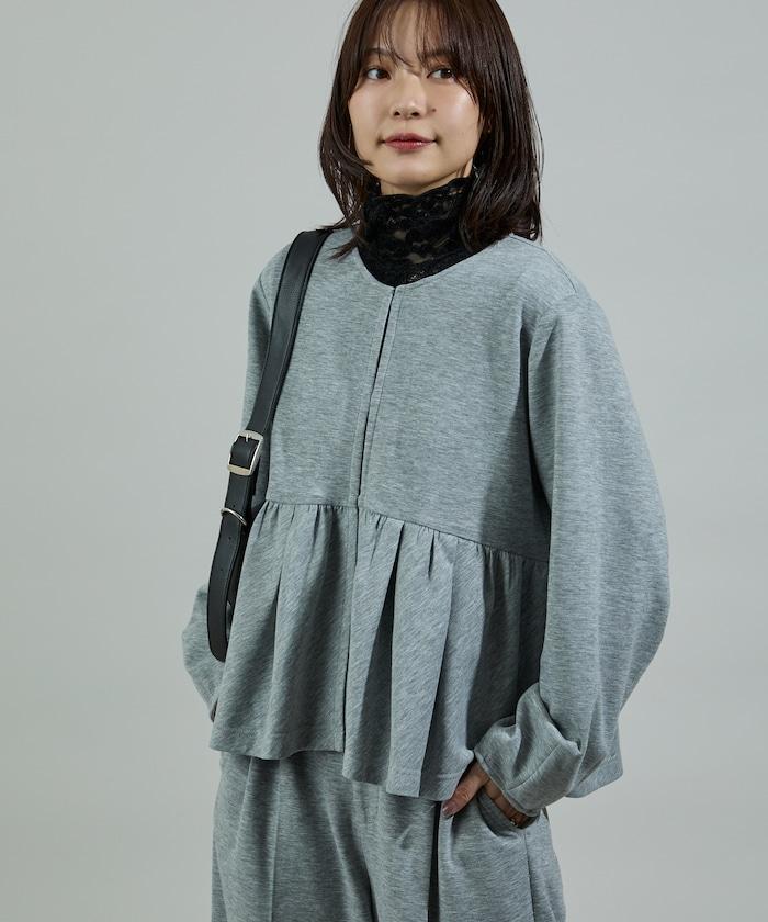 箱型荷葉邊開衫套裝