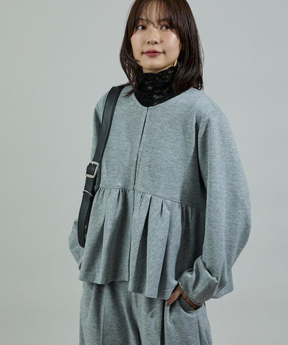 箱型荷葉邊開衫套裝