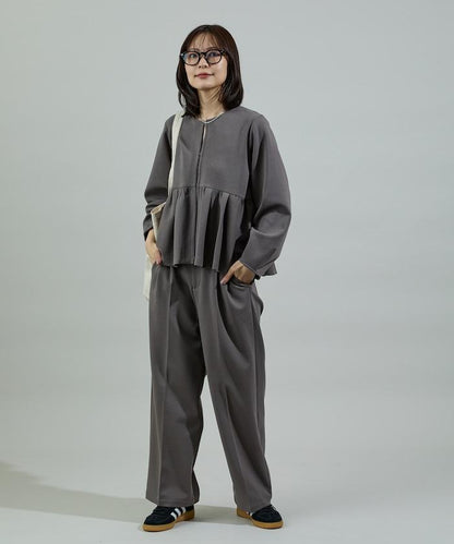 箱型荷葉邊開衫套裝