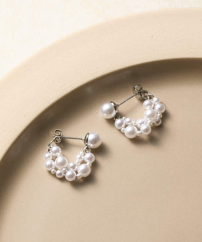 弧形珍珠耳環