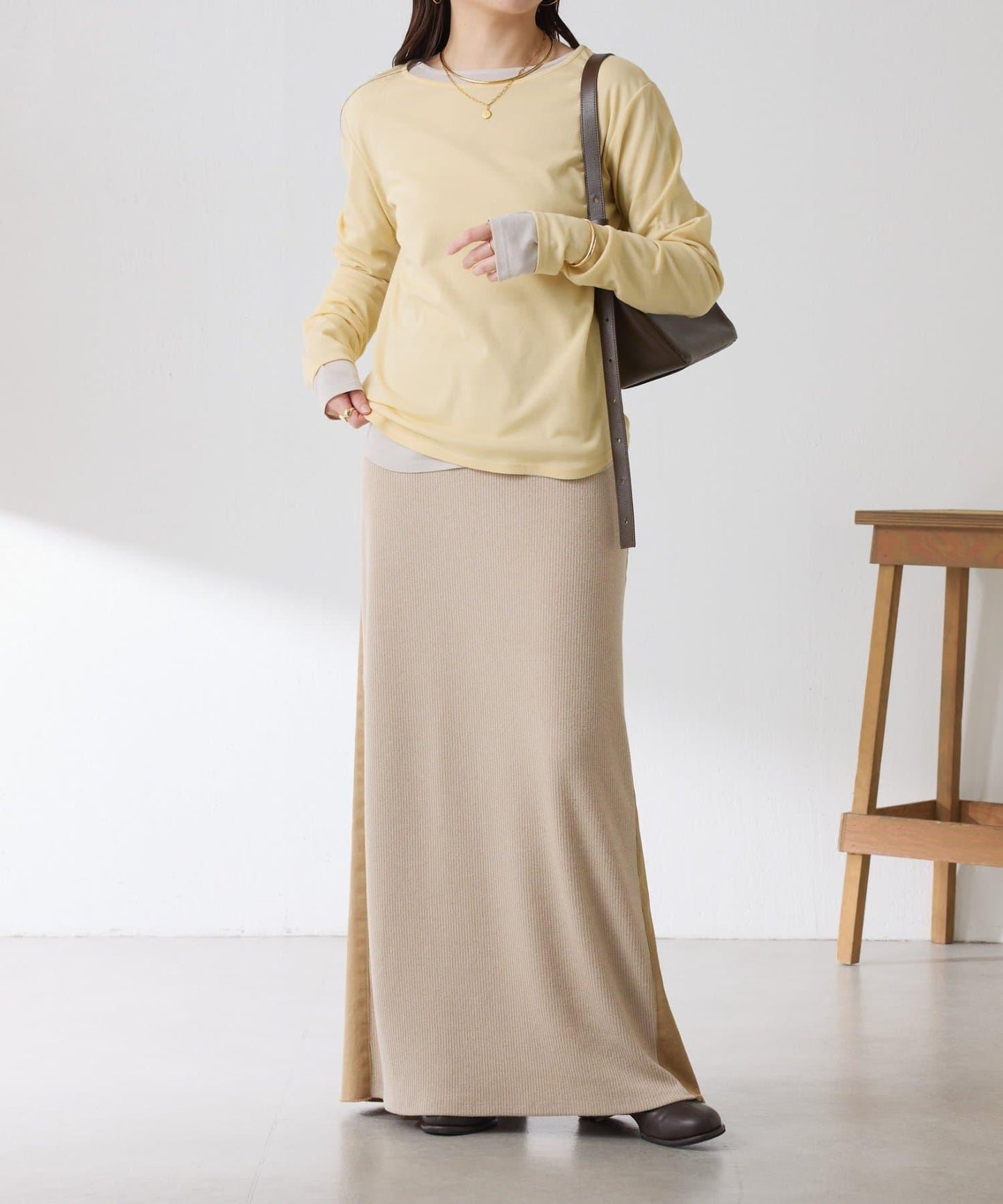 Q.anos 2層牛仔半身裙