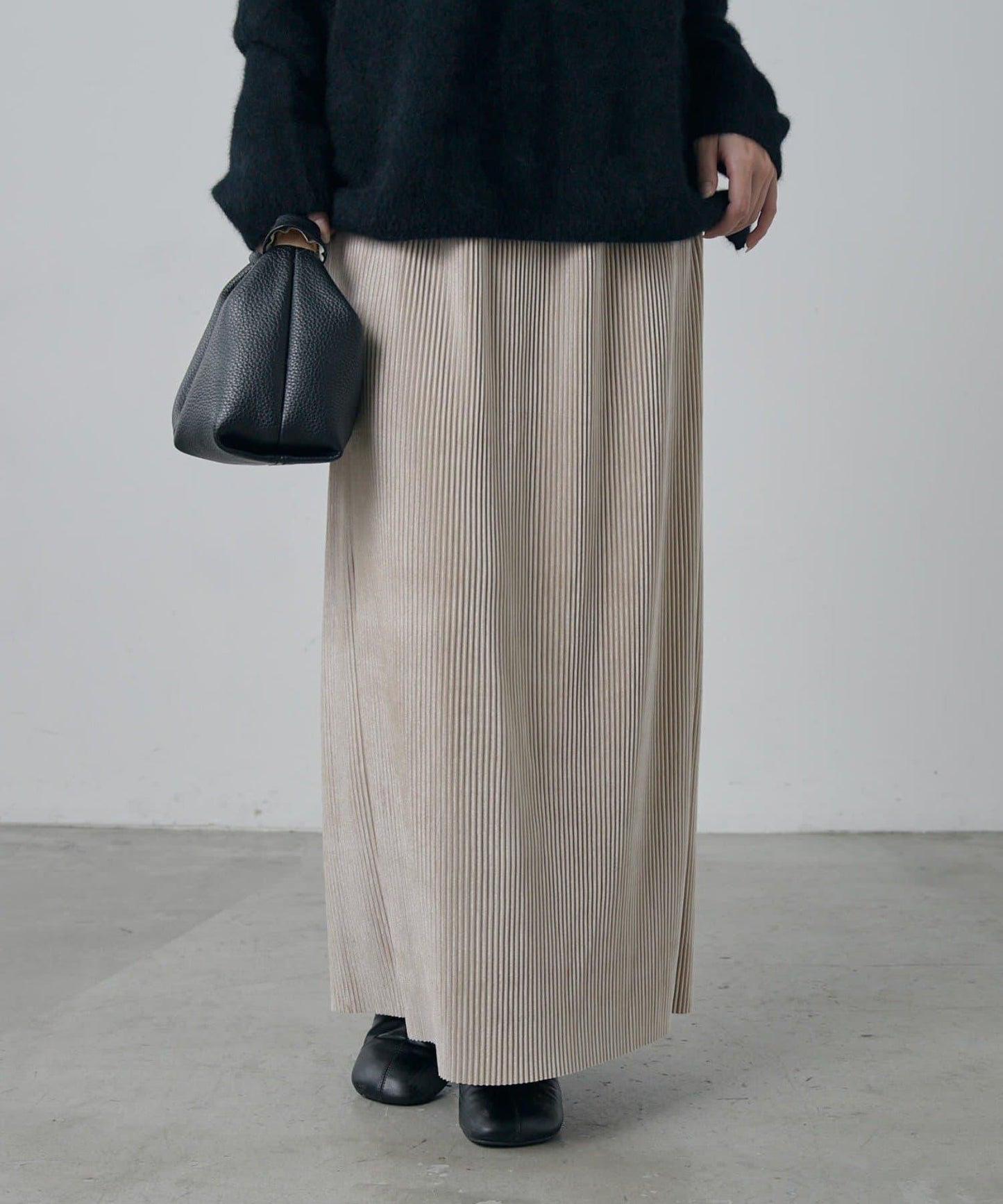 天鵝絨百褶修身半身裙