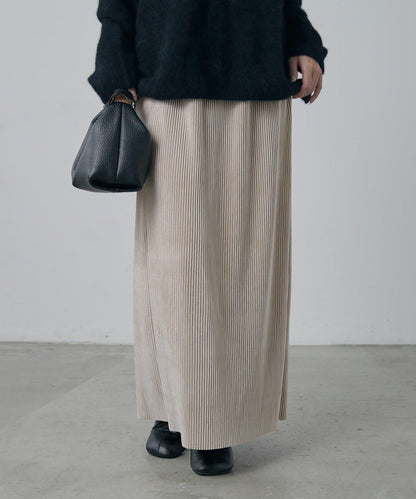 天鵝絨百褶修身半身裙