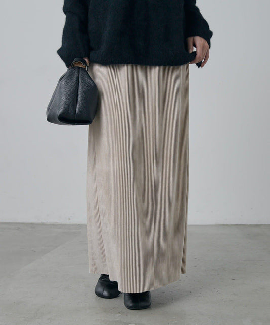 天鵝絨百褶修身半身裙