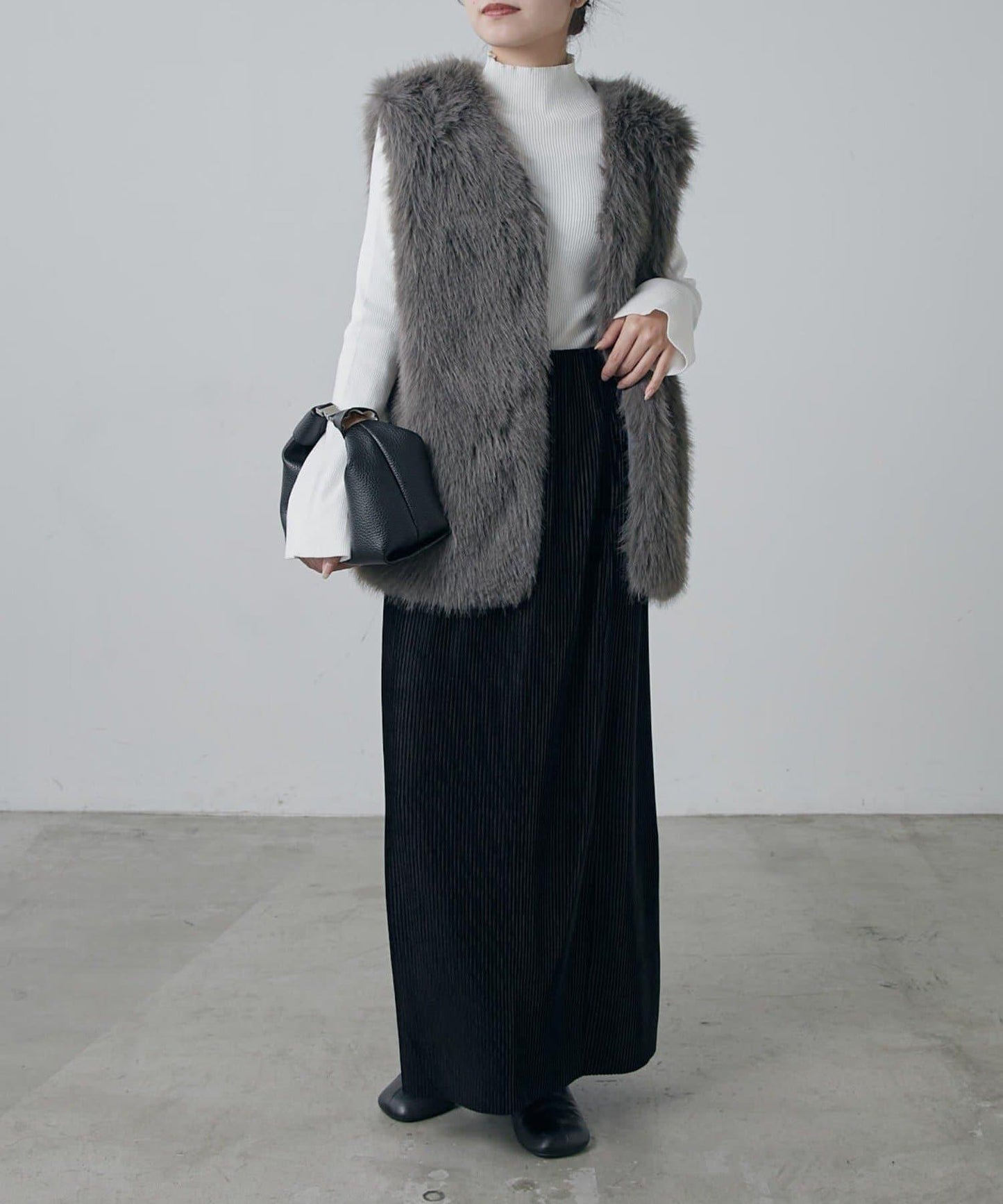 天鵝絨百褶修身半身裙