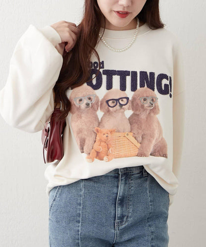 3只小狗眼鏡印花衛衣