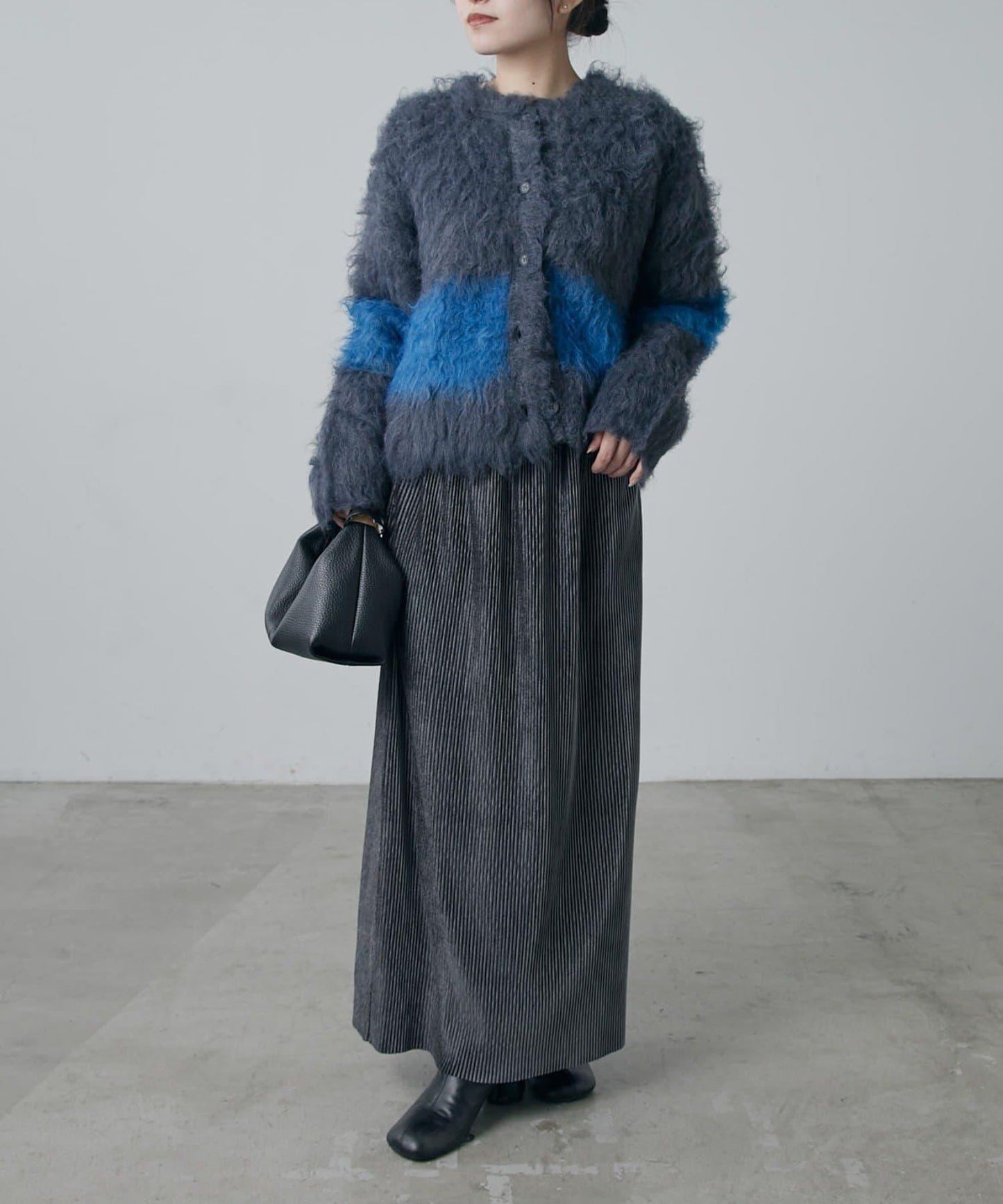 天鵝絨百褶修身半身裙