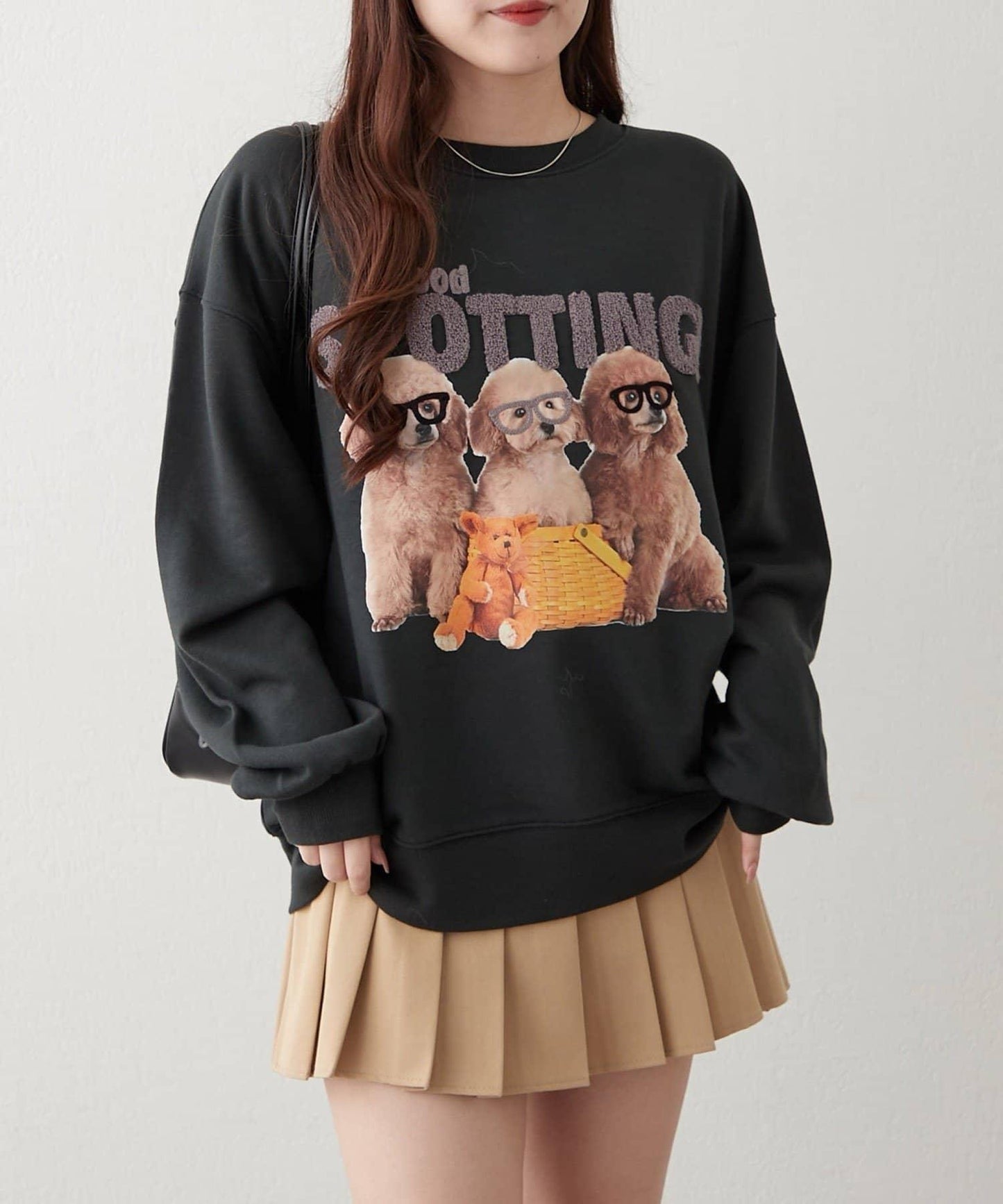 3只小狗眼鏡印花衛衣