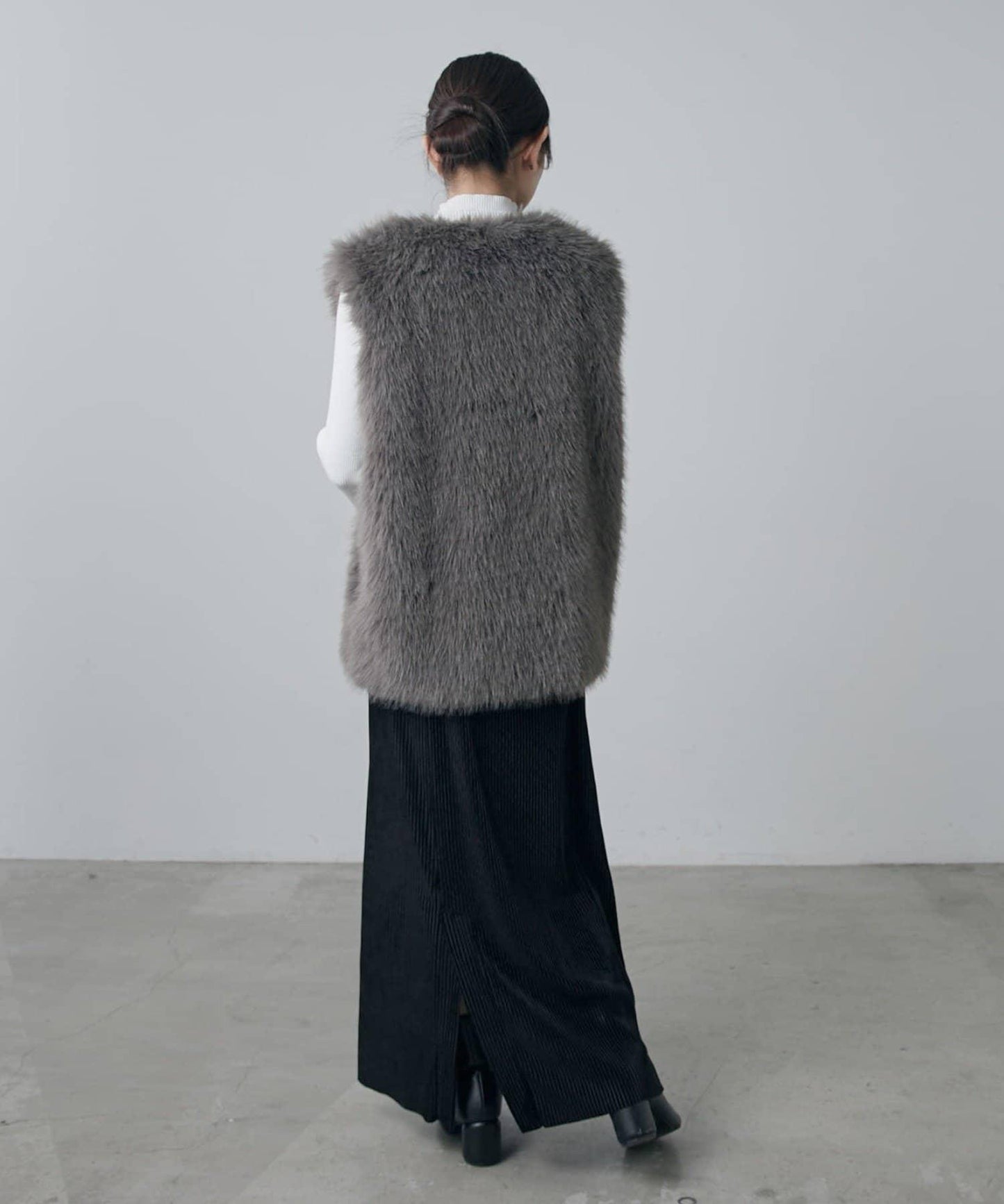 天鵝絨百褶修身半身裙