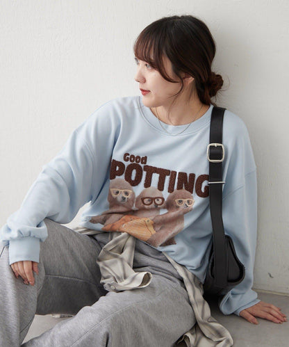 3只小狗眼鏡印花衛衣