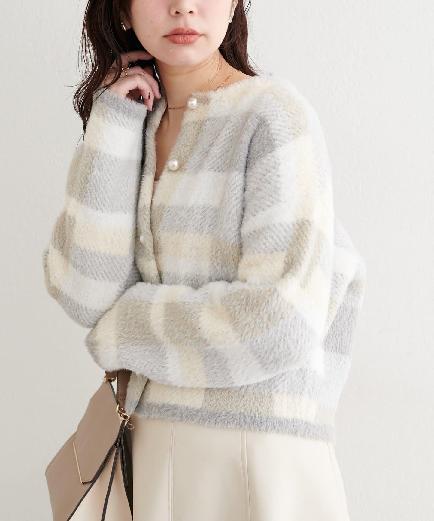 中長款毛絨針織開衫