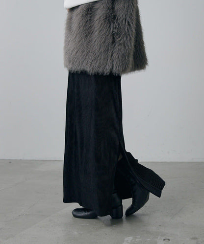 天鵝絨百褶修身半身裙