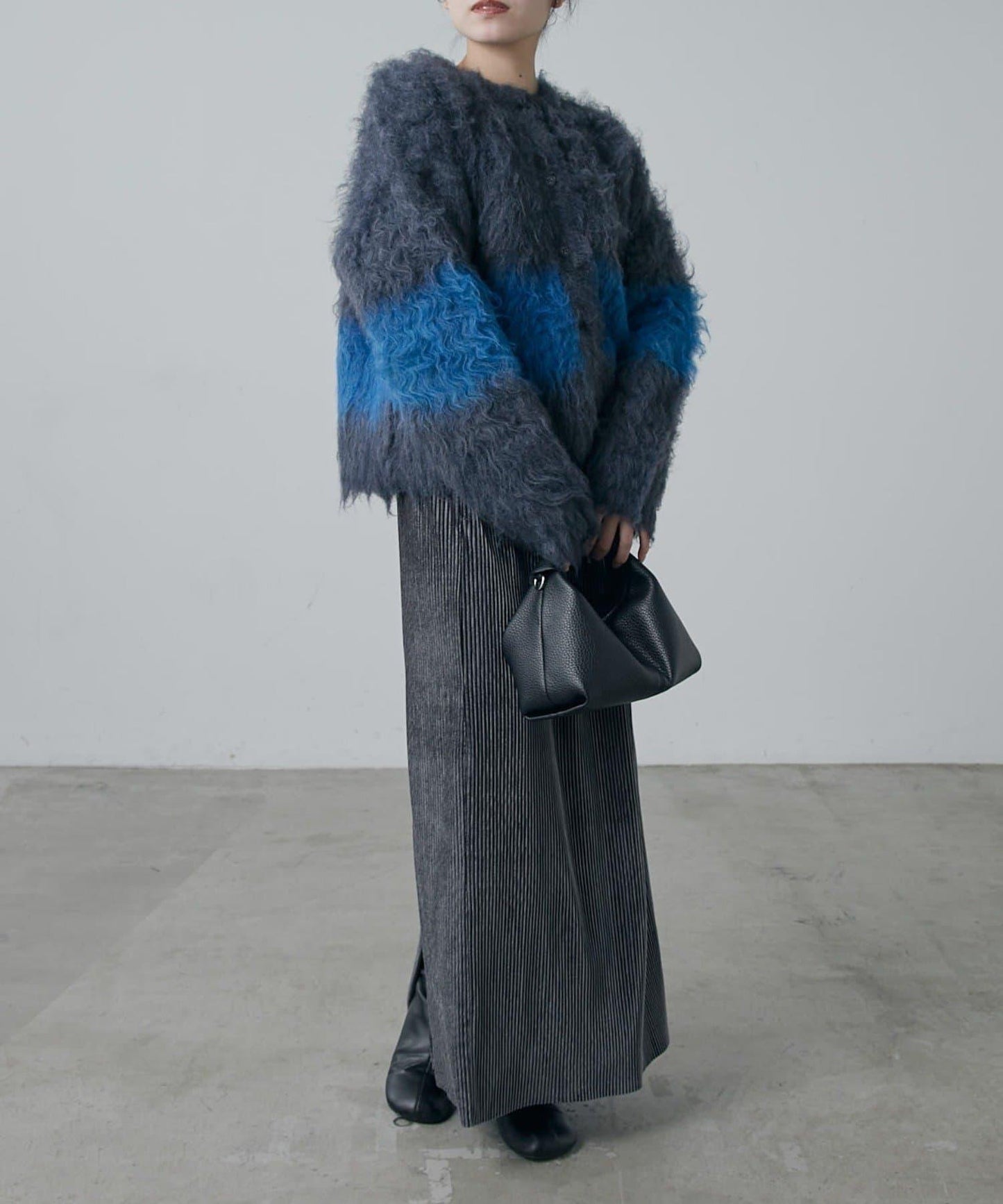 天鵝絨百褶修身半身裙