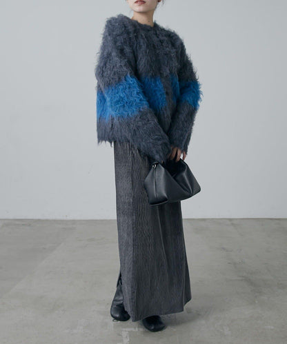 天鵝絨百褶修身半身裙