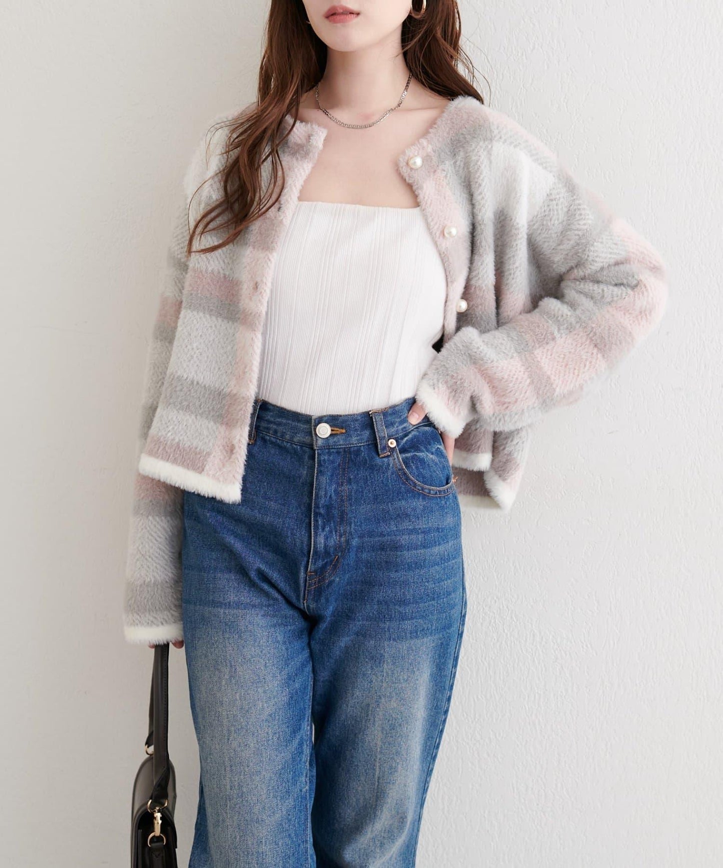 中長款毛絨針織開衫