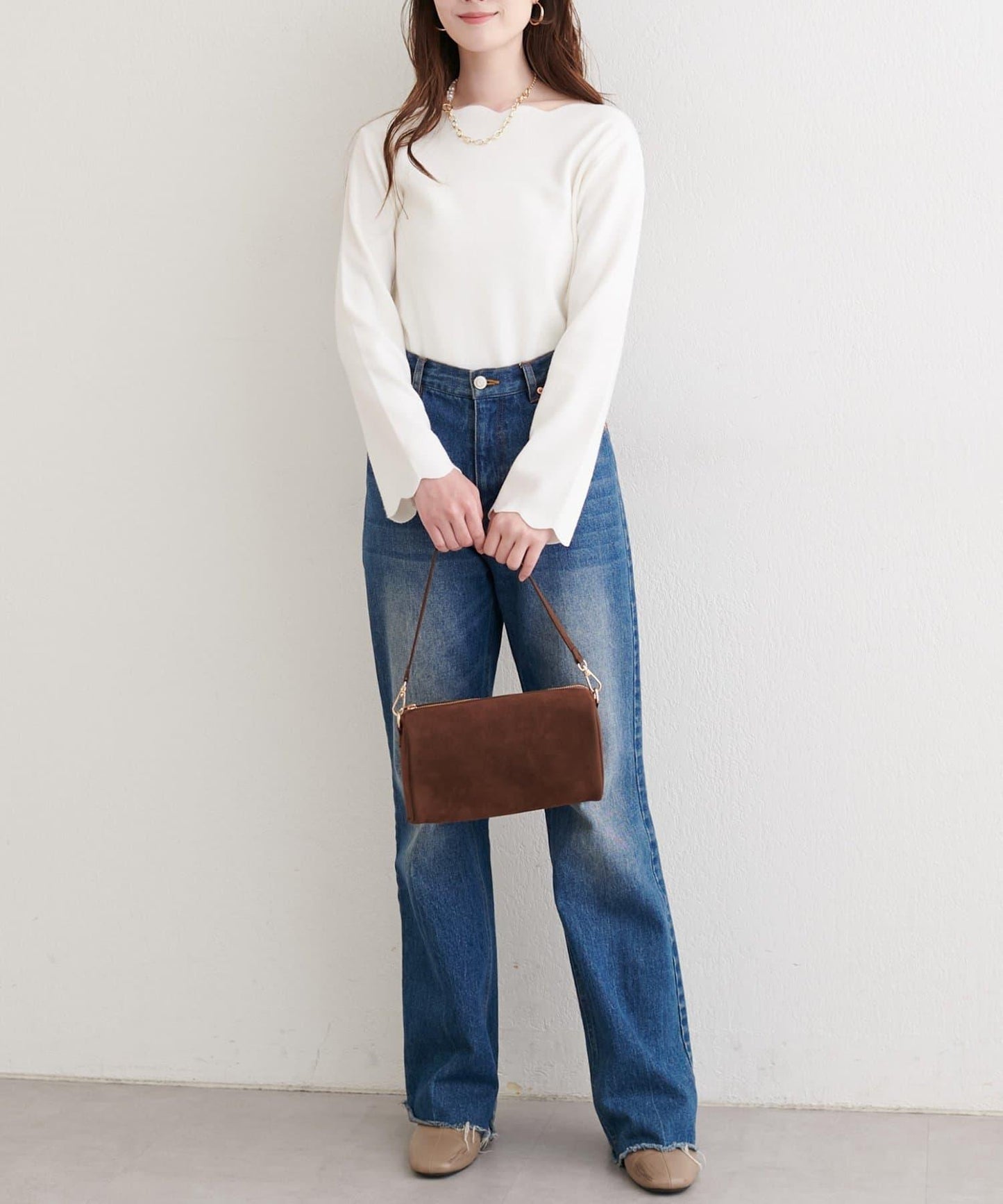 波浪邊亮片針織衫