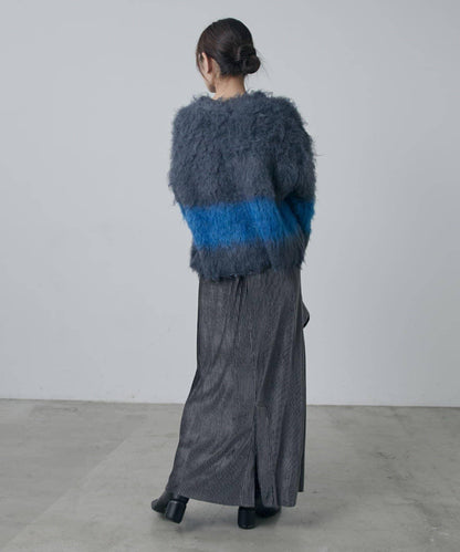 天鵝絨百褶修身半身裙