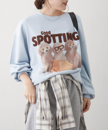 3只小狗眼鏡印花衛衣