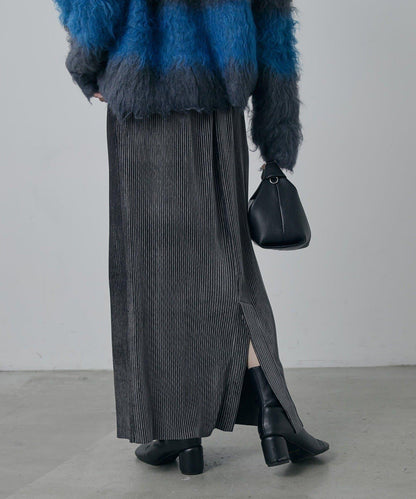 天鵝絨百褶修身半身裙