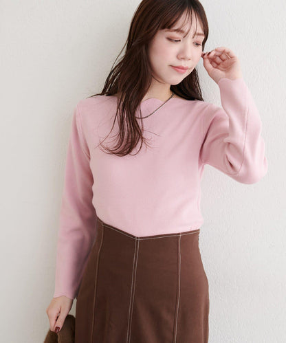 波浪邊亮片針織衫