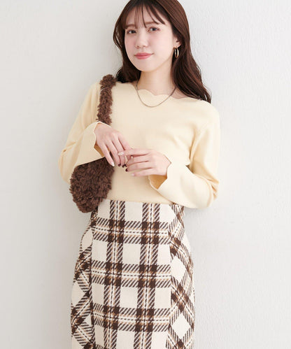 波浪邊亮片針織衫