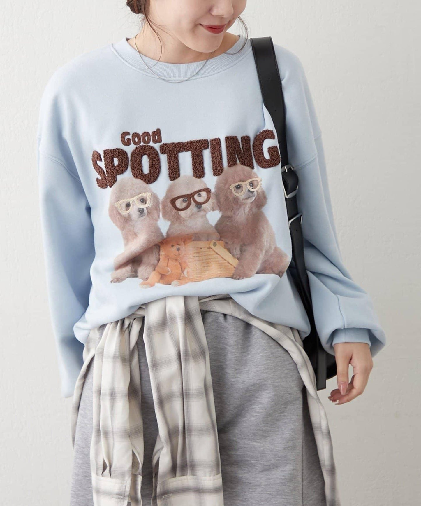 3只小狗眼鏡印花衛衣