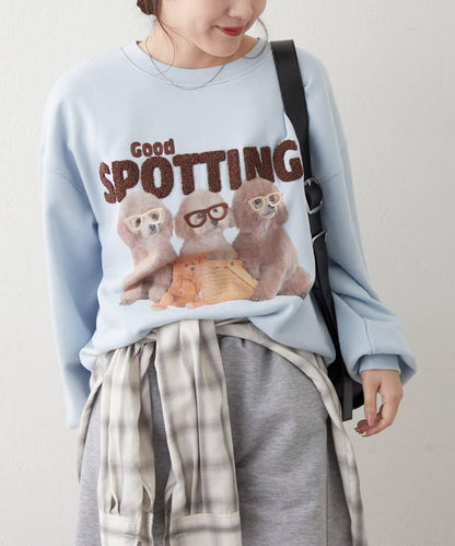 3只小狗眼鏡印花衛衣