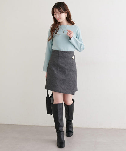 波浪邊亮片針織衫