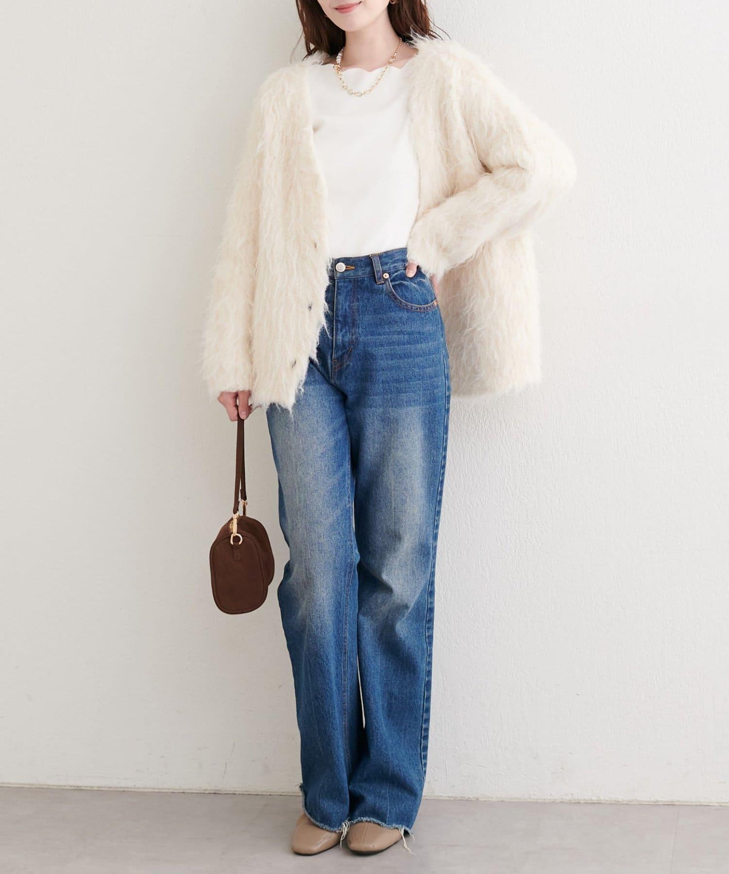 波浪邊亮片針織衫