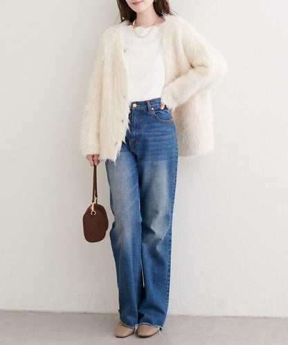 波浪邊亮片針織衫