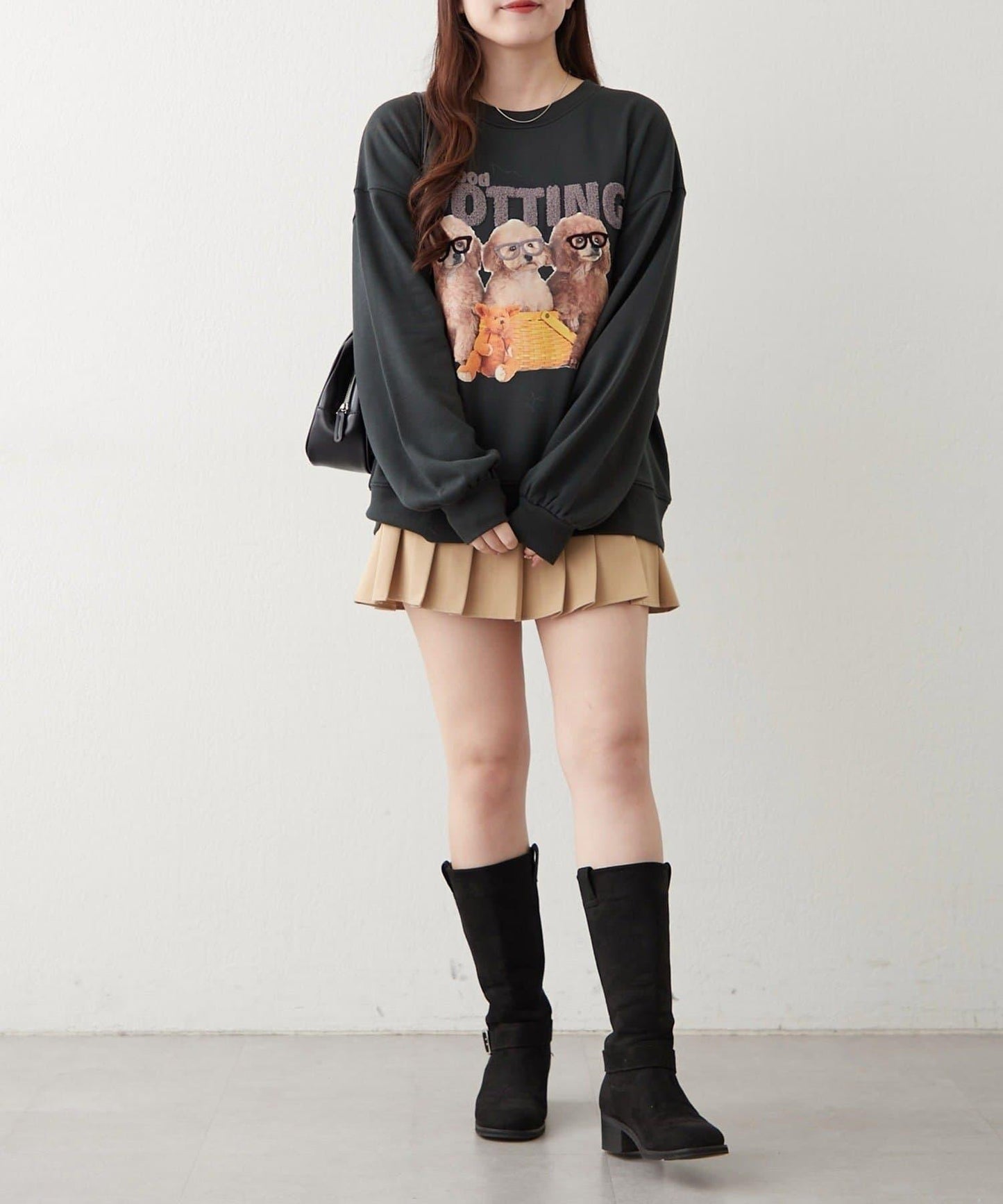 3只小狗眼鏡印花衛衣