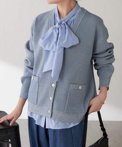 【腰部遮蓋】亮面紐扣開衫