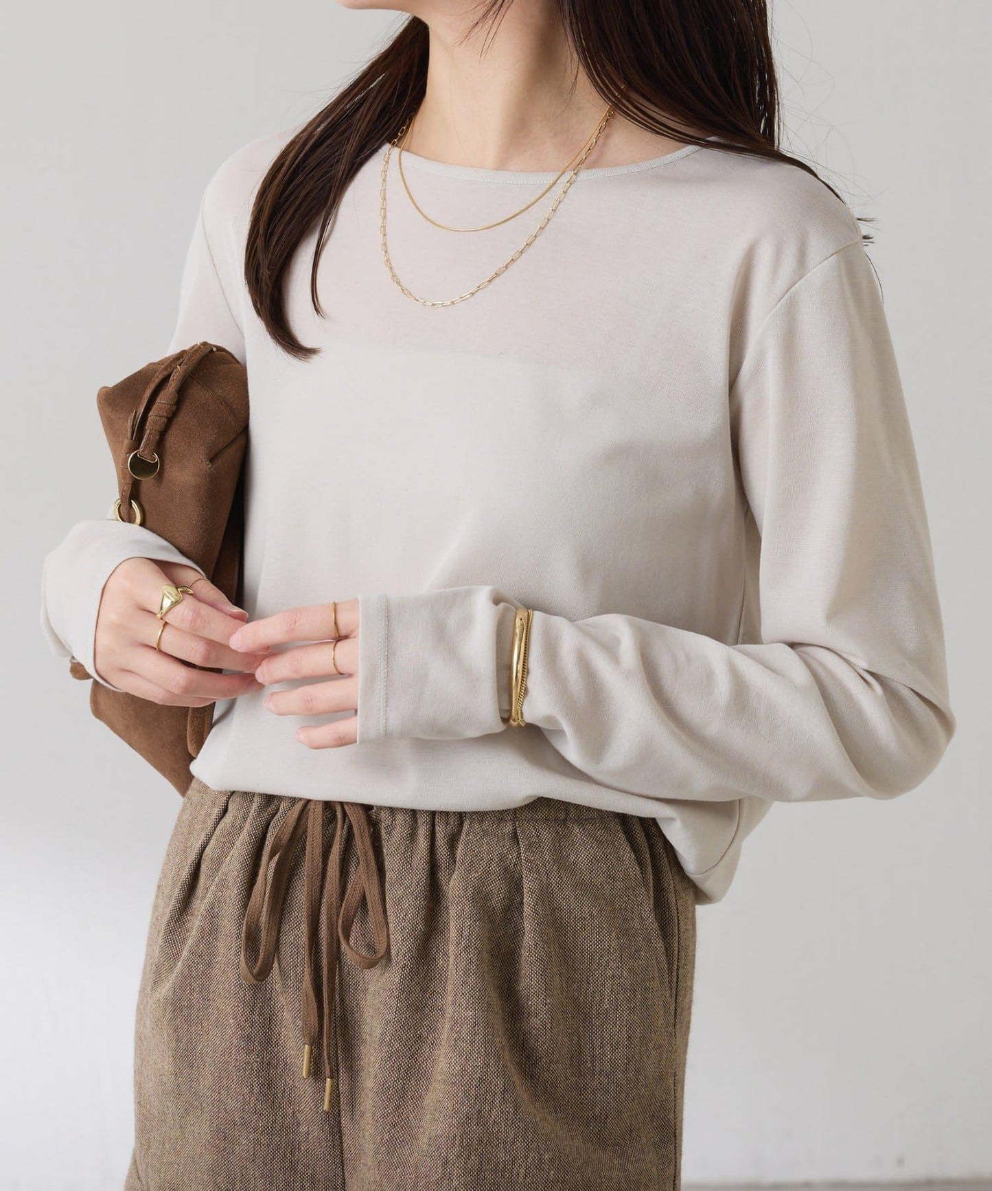 【接觸冷感/吸水速幹】基礎透視長袖T恤