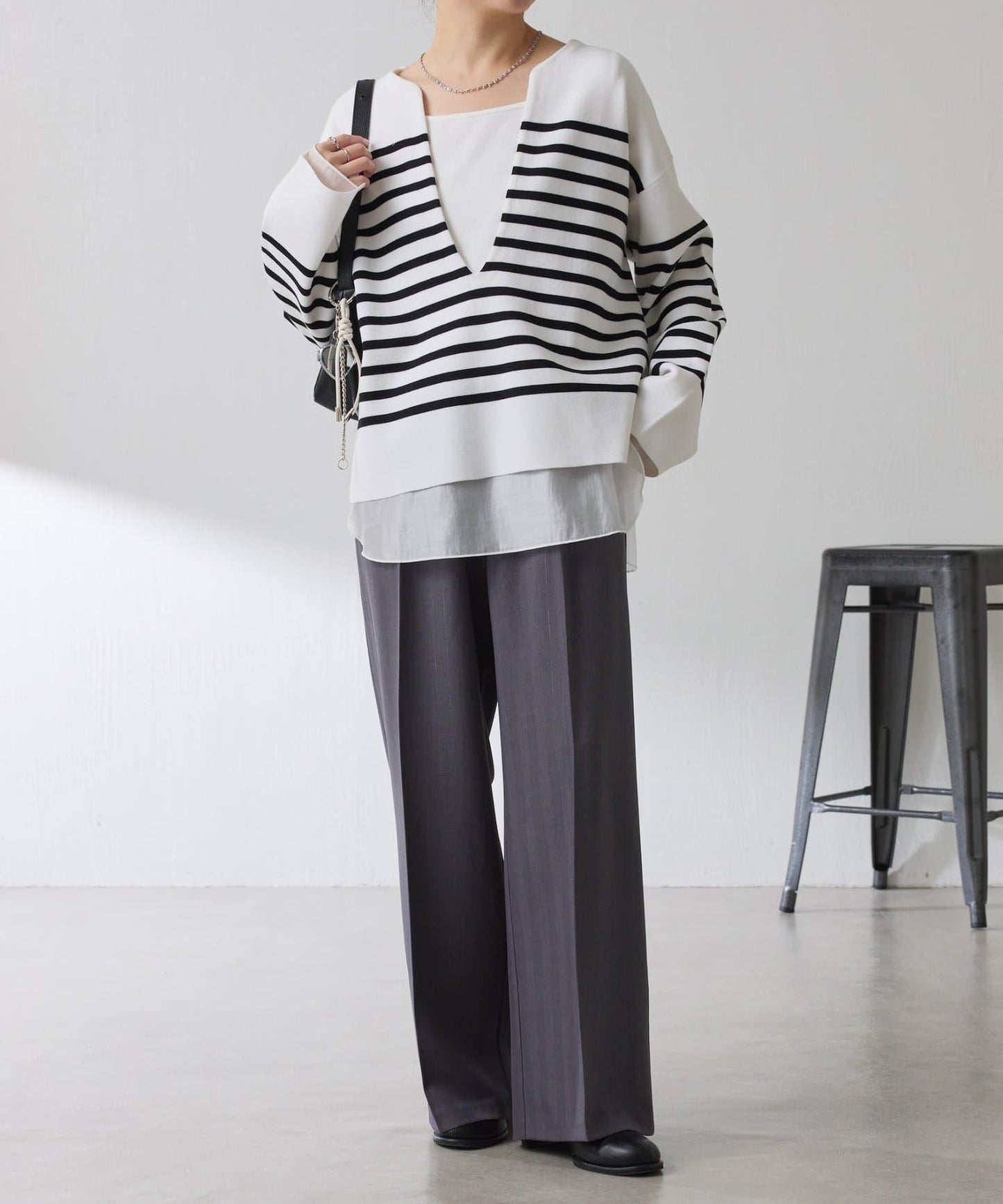 【顯瘦◎】V領巴斯克針織衫