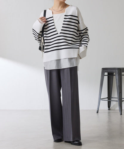 【顯瘦◎】V領巴斯克針織衫