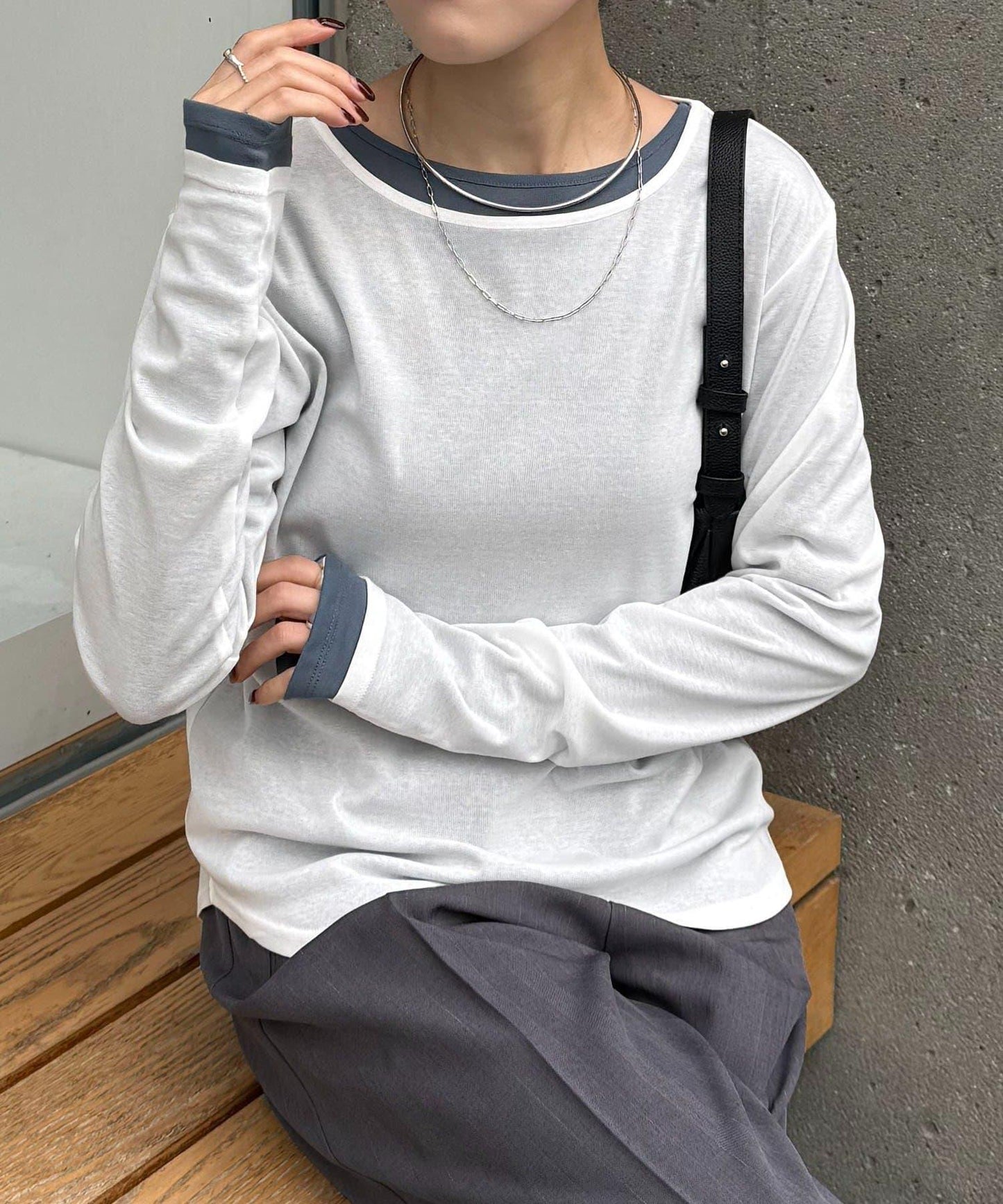 【接觸冷感/吸水速幹】基礎透視長袖T恤