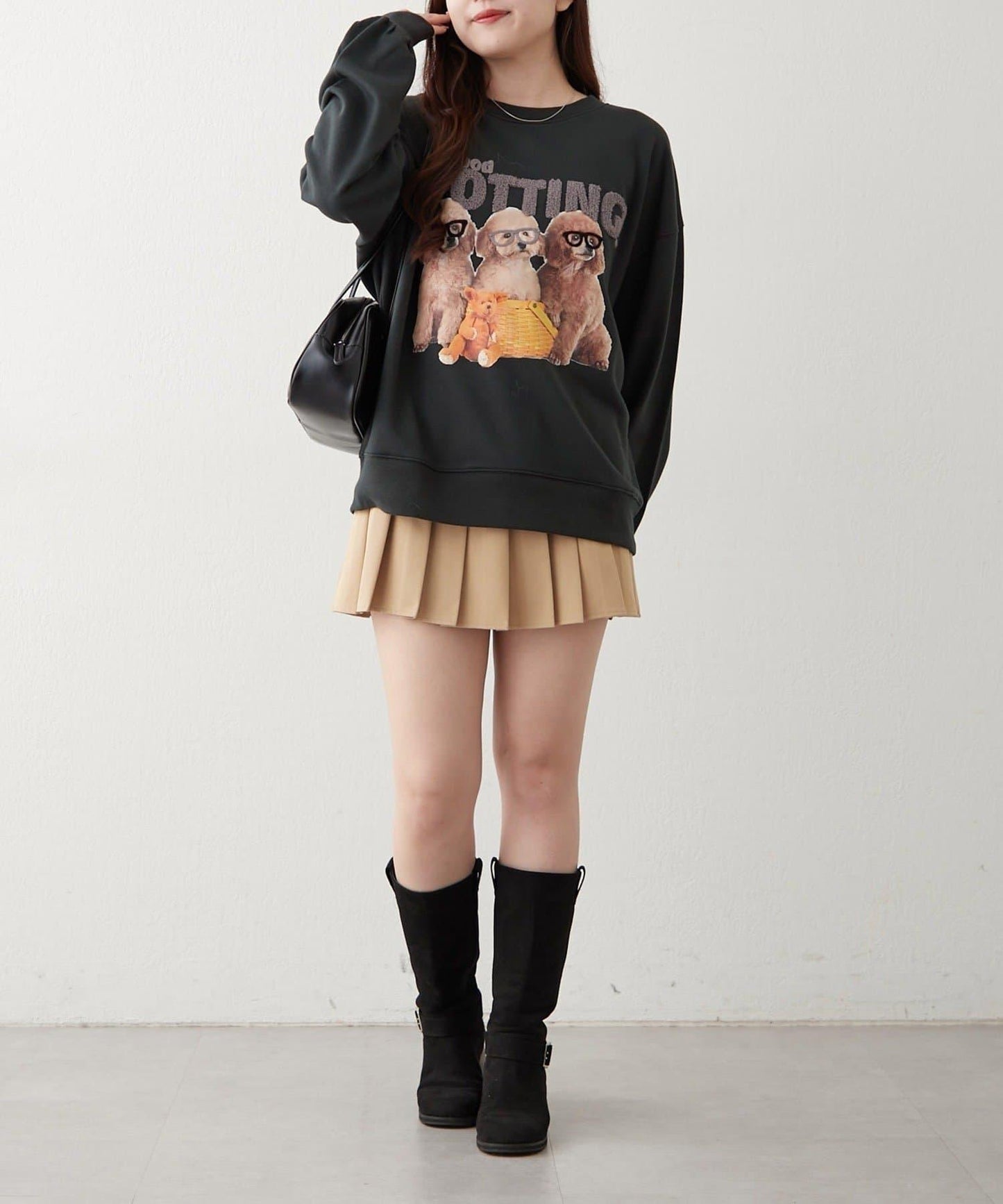 3只小狗眼鏡印花衛衣