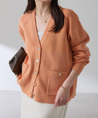 【腰部遮蓋】亮面紐扣開衫