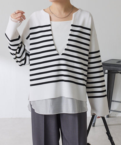 【顯瘦◎】V領巴斯克針織衫