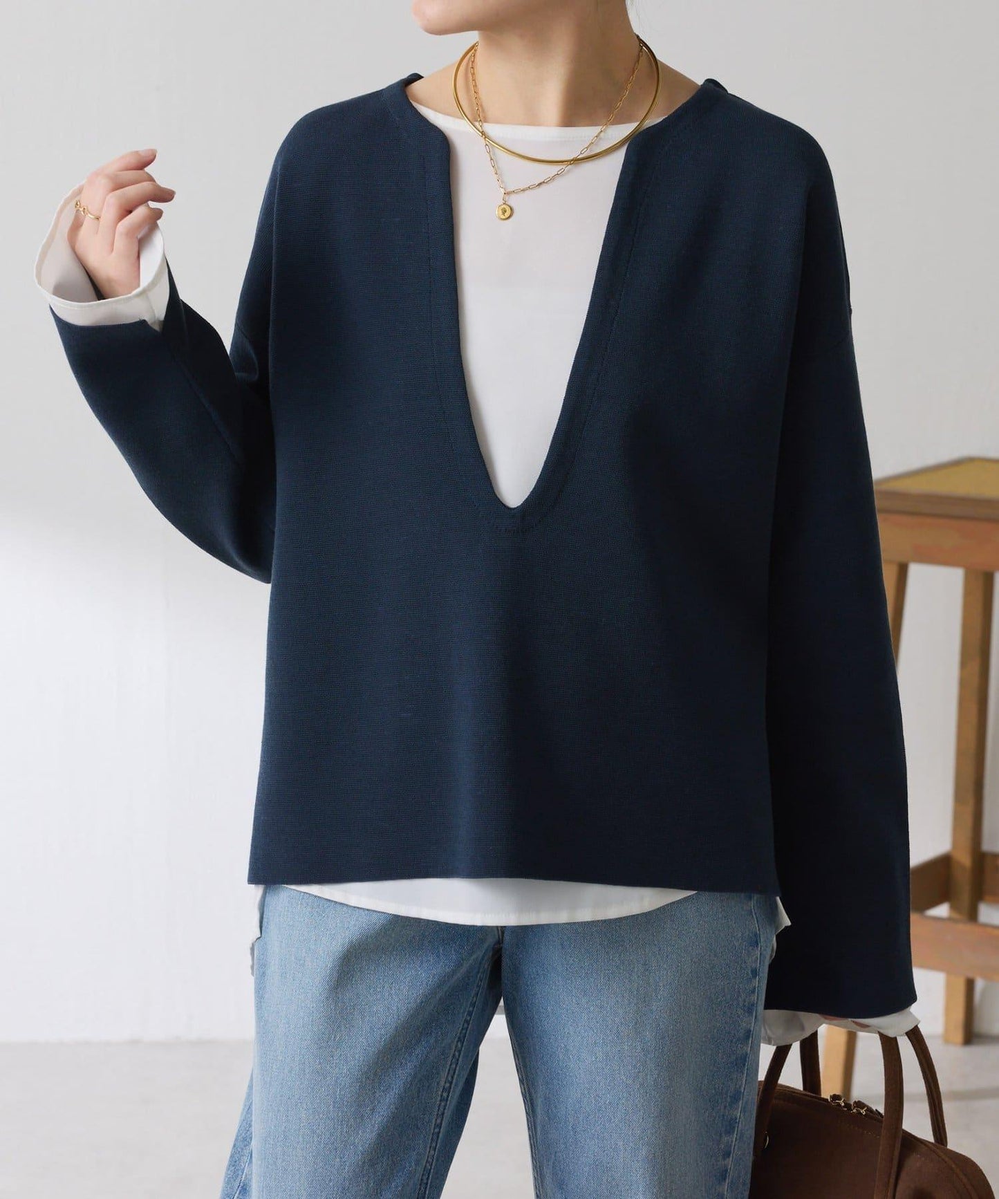 【顯瘦◎】V領巴斯克針織衫