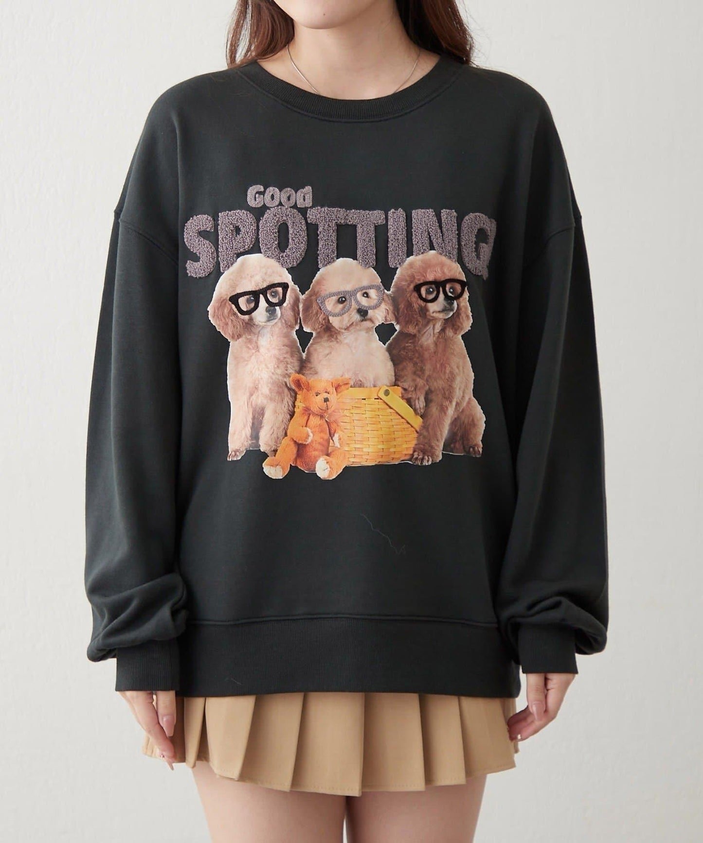 3只小狗眼鏡印花衛衣