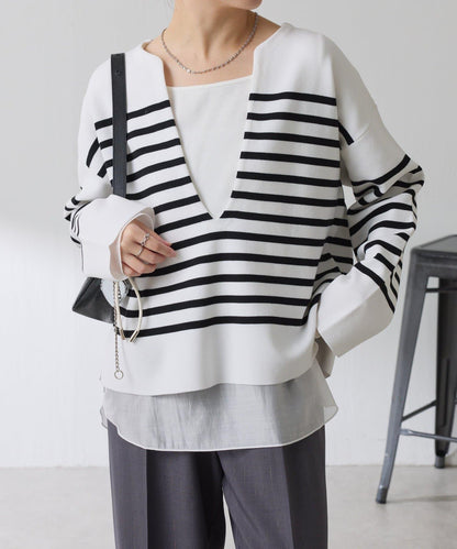 【顯瘦◎】V領巴斯克針織衫