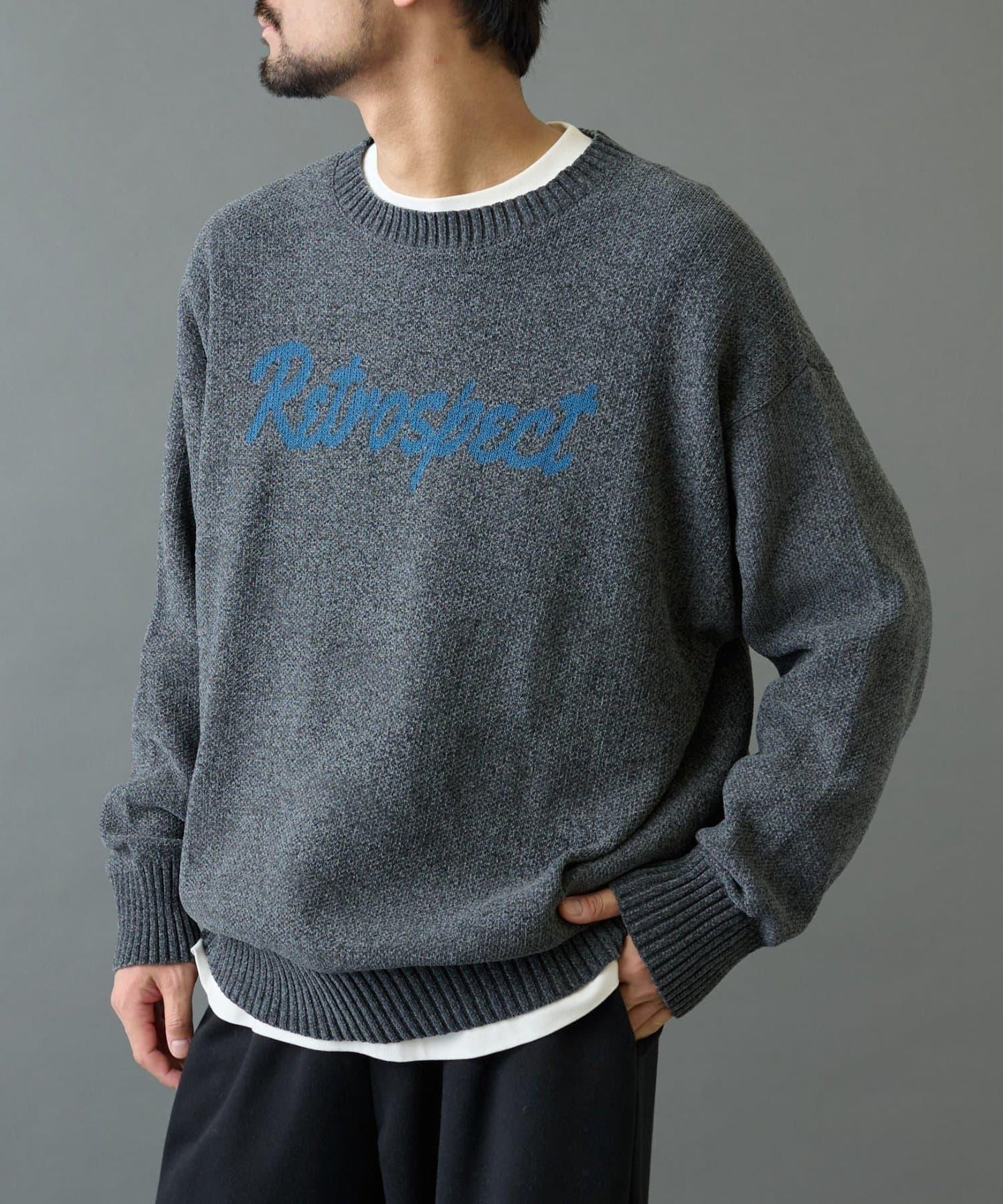 毛圈織標誌針織套頭衫