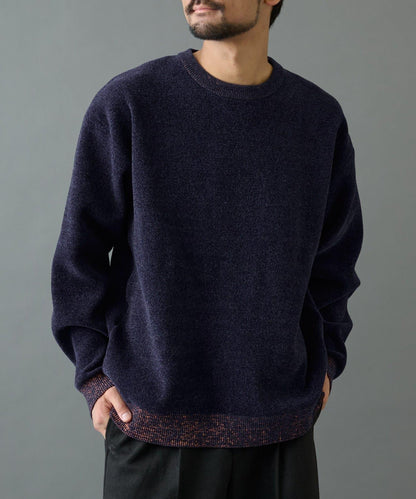 仿衛衣拼色毛圈針織衫