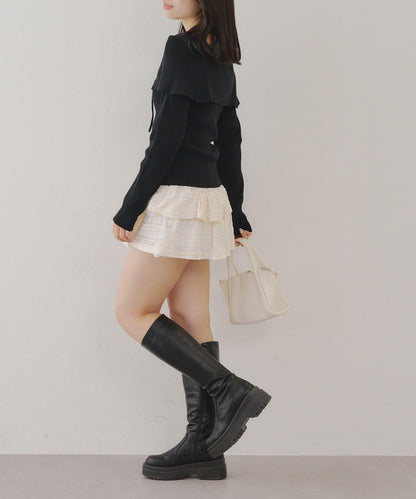 【RMAF】一字肩配胸針針織衫