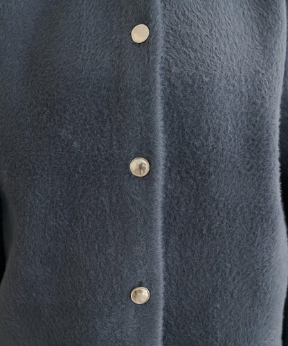 仿貂毛觸感長絨針織開衫