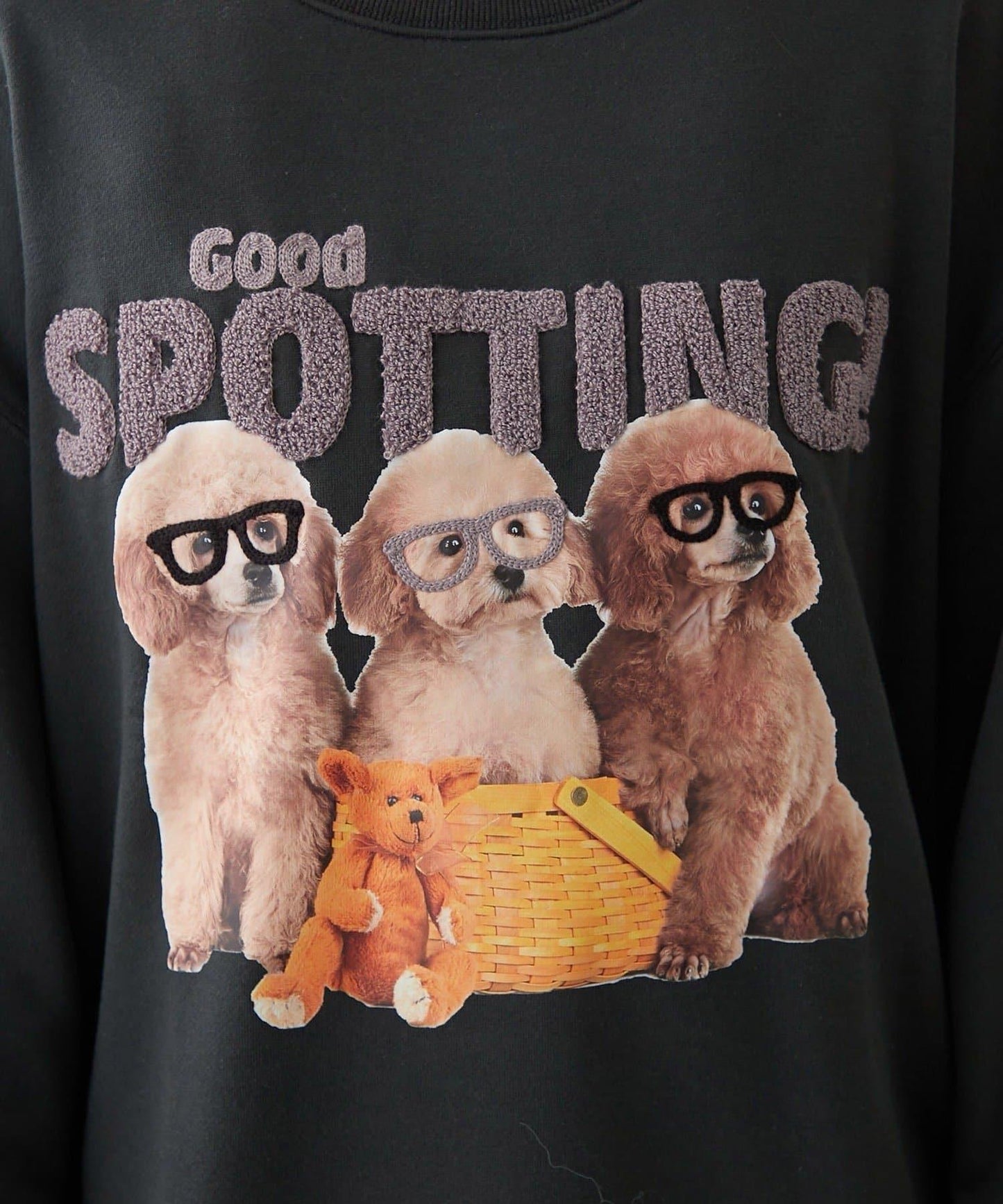 3只小狗眼鏡印花衛衣