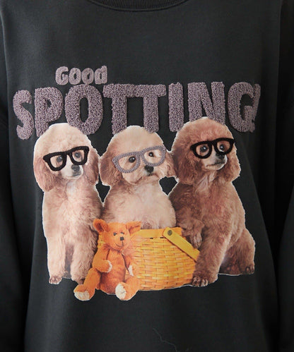 3只小狗眼鏡印花衛衣