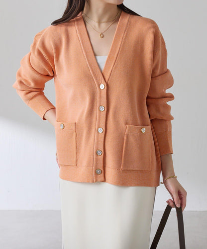 【腰部遮蓋】亮面紐扣開衫