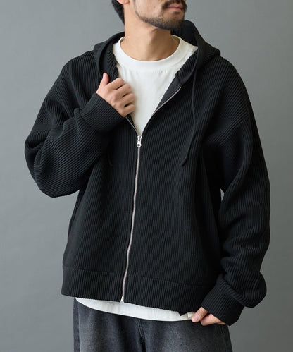 科技針織拉鍊連帽衫